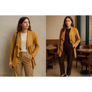 Jules & Leopold Women’s Mustard Drape Jacket XL Utility Workwear Fall Layer